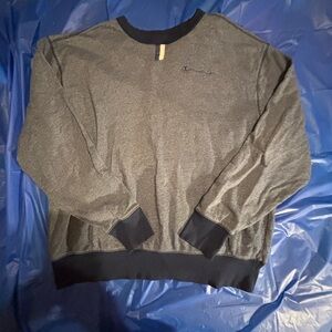 Champion Men's Gray Crewneck Sweater with Blue Trim